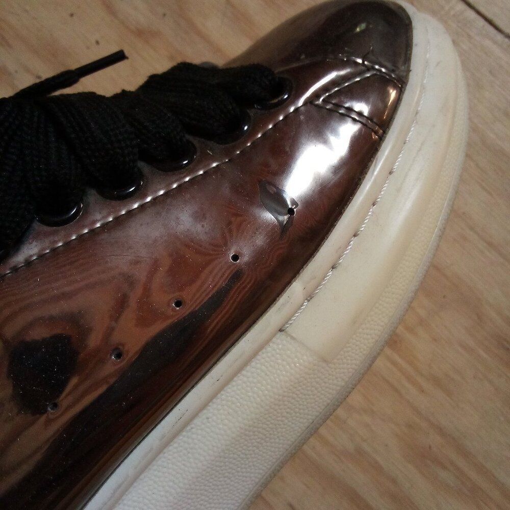 Alexander McQueen Metallic Low Rise Sneakers Shoes Women - Picture 2 of 9